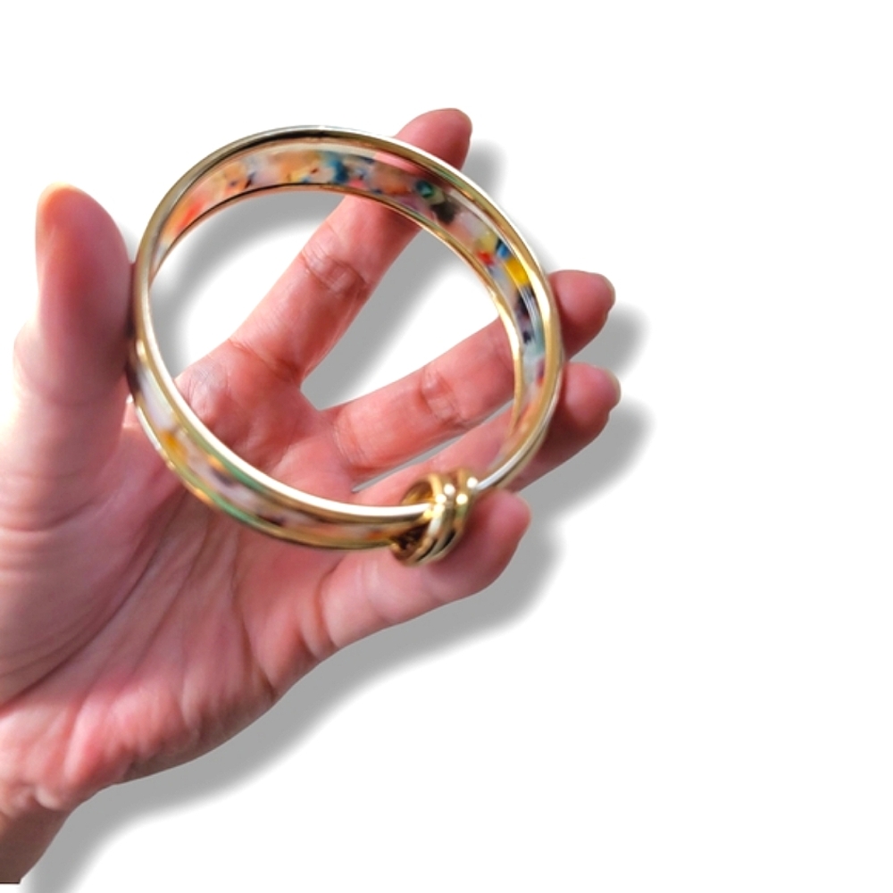 LOFT | NWOT Pretty Multicolor Gold Tone 3 Tier Bangle Bracelet - Picture 7 of 9